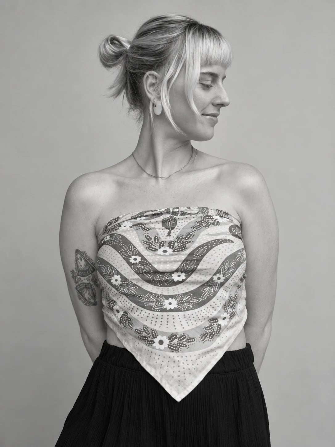Black-and-white portrait of Chelsea Wright